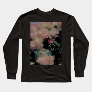 DUSTY PINK BRIDAL ROSES GREEN PINK MUTED SHADES FLOIAGE BOTANICAL Long Sleeve T-Shirt